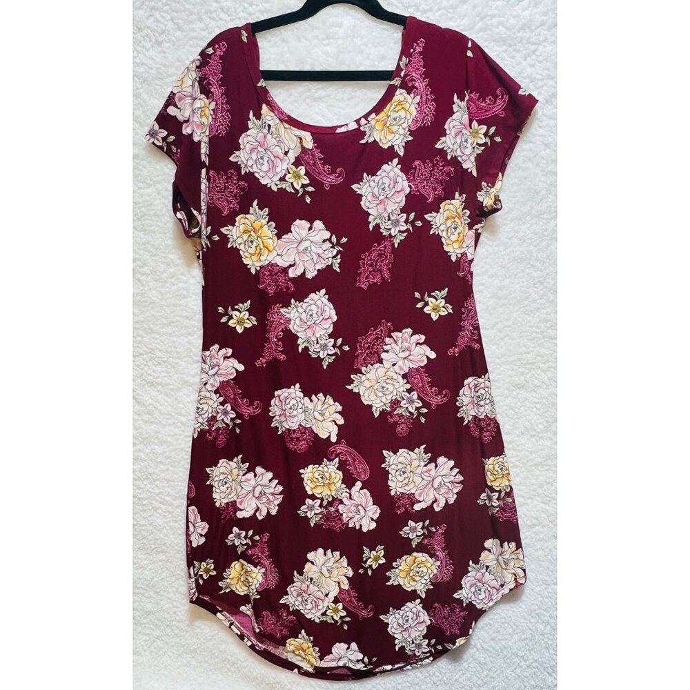 No Boundaries Misses Floral Dress Short Sleeve Open Back Knee Length XL (15-17)